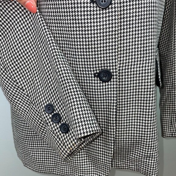 Jones & Co Vintage Houndstooth Gingham Blazer Wool Blend Black White Women's S - Picture 4 of 12